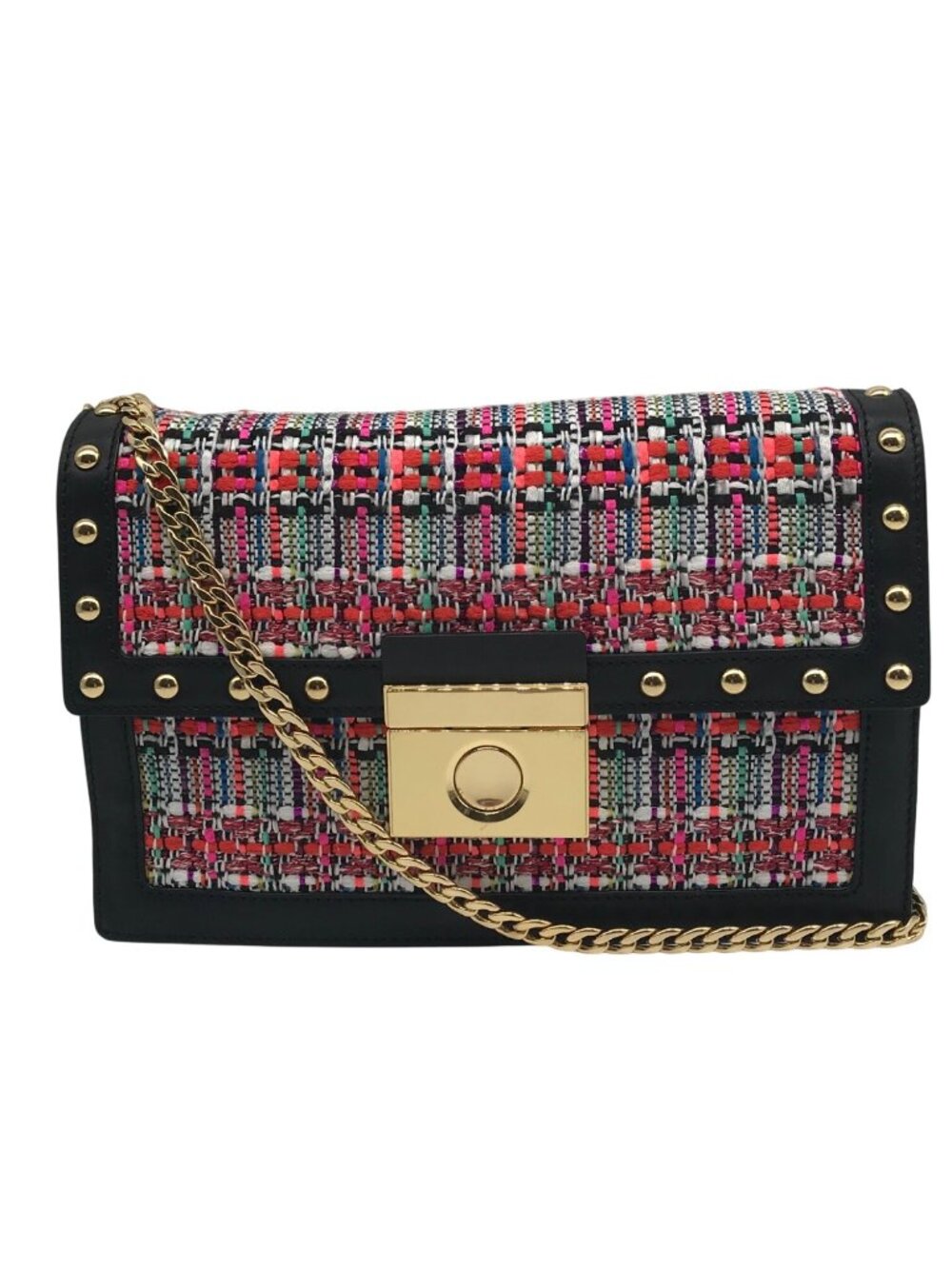 Milly Black & Colorful Tweed Shoulder Bag
